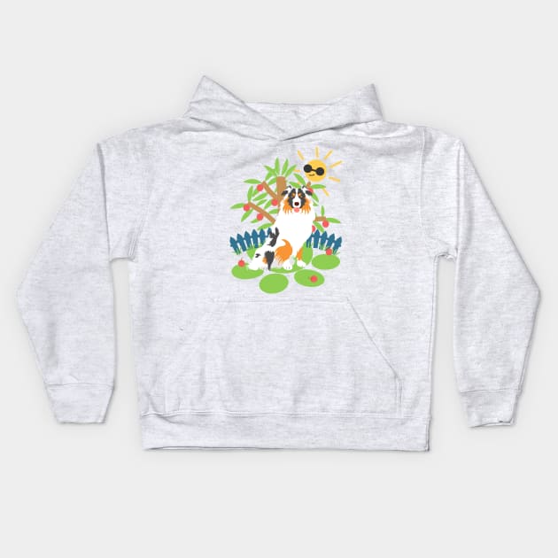 Cute Australian Shepherd Dog Kids Hoodie by LulululuPainting